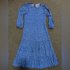 Zara blue dots midi dress size XS.